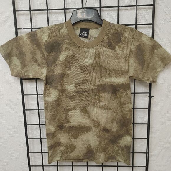 ROTHCO MEN'S BROWN  CAMOFLAGE T SHIRT WITH CONTRASTING KNIT COLLAR. - Picture 6 of 7